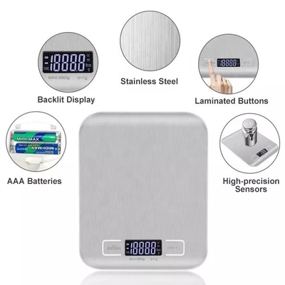 Timbangan Dapur Elektronik Stainless Steel 5Kg 11Lb Timbangan Digital Makanan Ramping